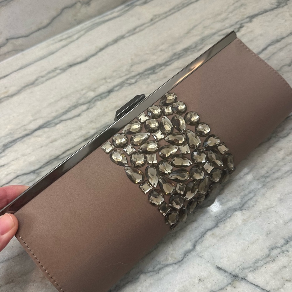 Banana Republic Brown/taupe Clutch with crystals